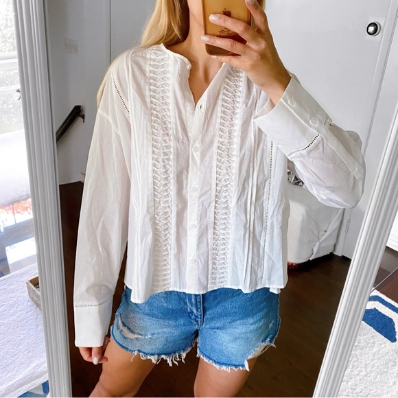 π ZARA IVORY PRRFORATED THE MONA BLOUSE! - Picture 1 of 16